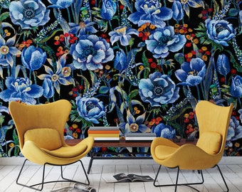 NEWROOM non-woven wallpaper [ 2.70 x 3.18 m ] seamlessly large areas possible - photo wallpaper flowers leaves Made in Germany