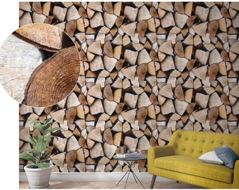 NEWROOM non-woven wallpaper [ 2.70 x 1.06 m ] seamlessly large areas possible - photo wallpaper wood firewood Made in Germany