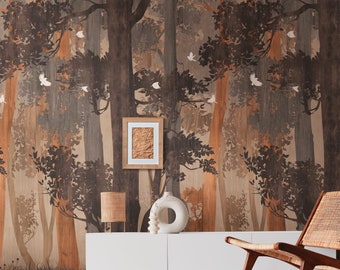NEWROOM non-woven wallpaper [2.8 x 1.59 m] seamlessly large areas possible - photo wallpaper forest trees birds Made in Germany