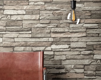 NEWROOM Stone Wallpaper Fleece Grijs Noble | mooi edel behang in stenen muurontwerp | moderne 3D-look voor woonkamer, slaapkamer of keuken