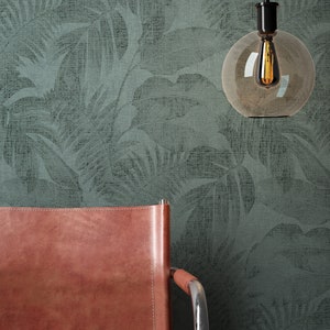 NEWROOM Carta da parati verde Carta da parati non tessuta Jungle - Floreale Verde Scuro Foglie Palme Modello Carta da parati Moderna Jungle Foglie di palma