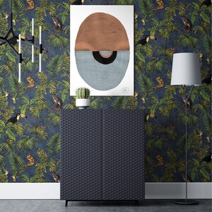 NEWROOM Wallpaper Modern Flowers Jungle Green Fleece Wallpaper Blue Fleece Modern Pattern Wallpaper Floral Wallpaper Floral image 5