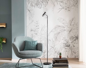 NEWROOM non-woven wallpaper [2.70 x 2.12 m] seamlessly large areas possible - photo wallpaper flowers jungle leaves Made in Germany