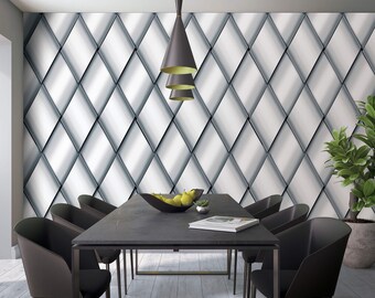 NEWROOM non-woven wallpaper [2.70 x 1.06 m] seamlessly large areas possible - photo wallpaper graphic diamond grid Made in Germany