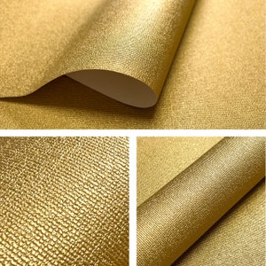 NEWROOM Wallpaper Gold Non-woven Wallpaper Slightly Glossy Unitapete Uni Monochrome Texture Very Scratch-Resistant Glamour image 1
