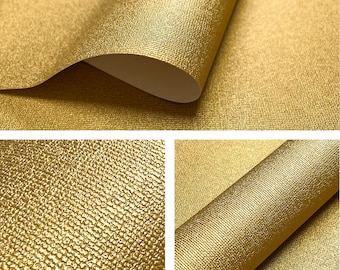 NEWROOM Wallpaper Gold Non-woven Wallpaper Slightly Glossy - Unitapete Uni Monochrome Textuur Zeer Krasbestendige Glamour