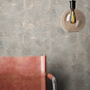 NEWROOM Carta da parati Marrone Non tessuto Carta da parati lucida - Modello Carta da parati Ethno Black Circles Spiral Metallic Glamour Tree Disc