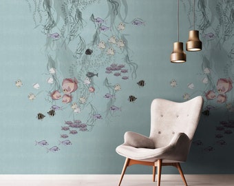 NEWROOM non-woven wallpaper [3.40 x 2.12 m] seamlessly large areas possible - photo wallpaper animals fish algae Made in Germany