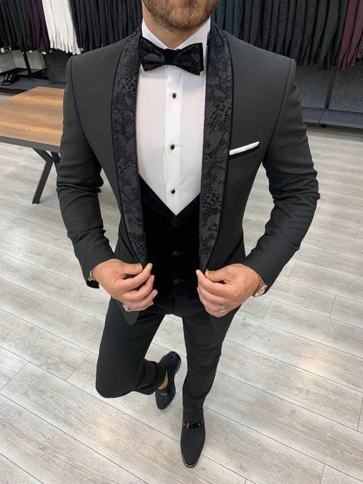 Men Black Tuxedo Suit Party Wear Suit Groom Wear Suit Wedding - Etsy