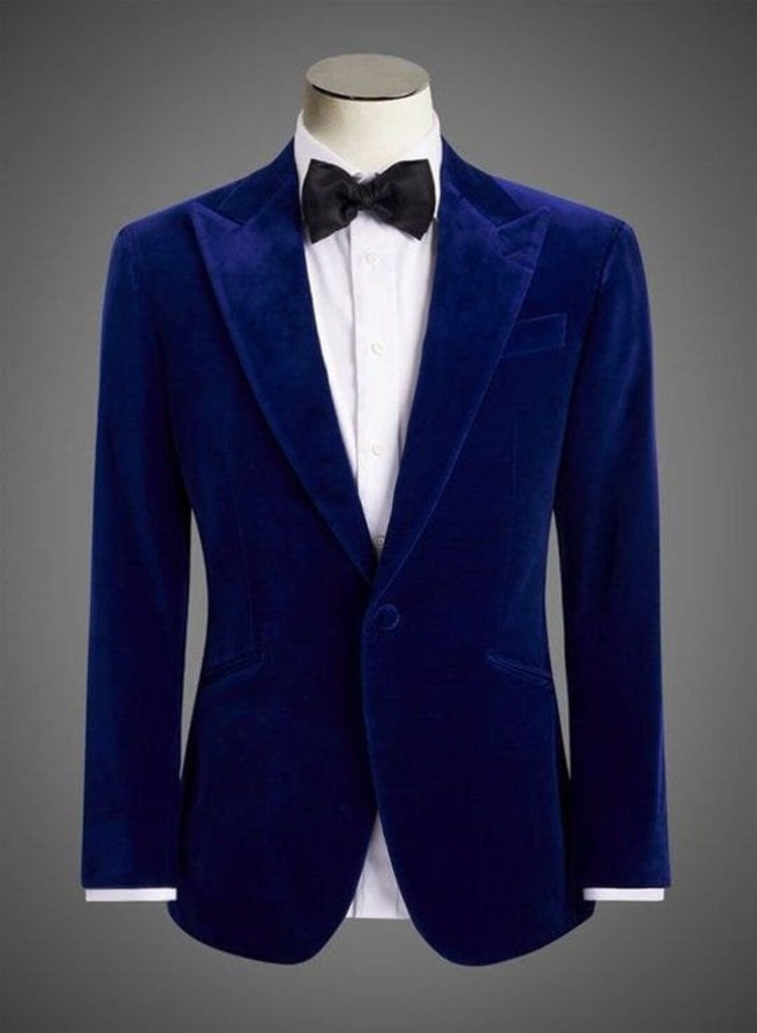 Men Royal Blue Jacket Velvet Blazer 1 Button Wedding Party Etsy