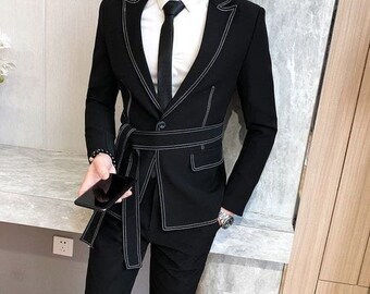 Men black Suit Party Wear Suit Grooms Wear Suit Wedding Suit 2 Piece black Suit Gift For men Elegant One Button Slim Fit Suits