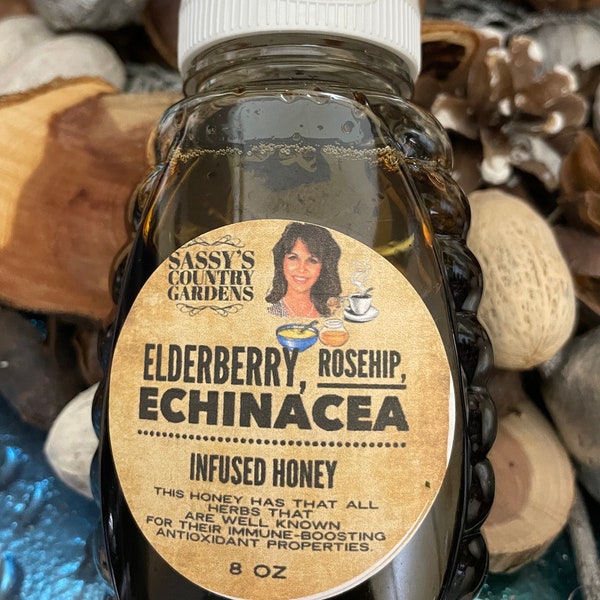 Elderberry, Rosehip, Echinacea Infused Honey