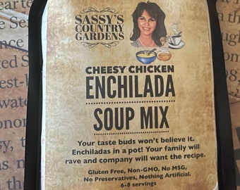 Cheesy Chicken Enchilada Soup Mix  Your taste buds won’t believe it. Enchiladas in a pot! Rich, and cheesy