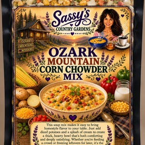 Ozark Mountain Corn Chowder Mix, Creamy Homestyle Corn Soup, Hearty Easy Dinner Mix