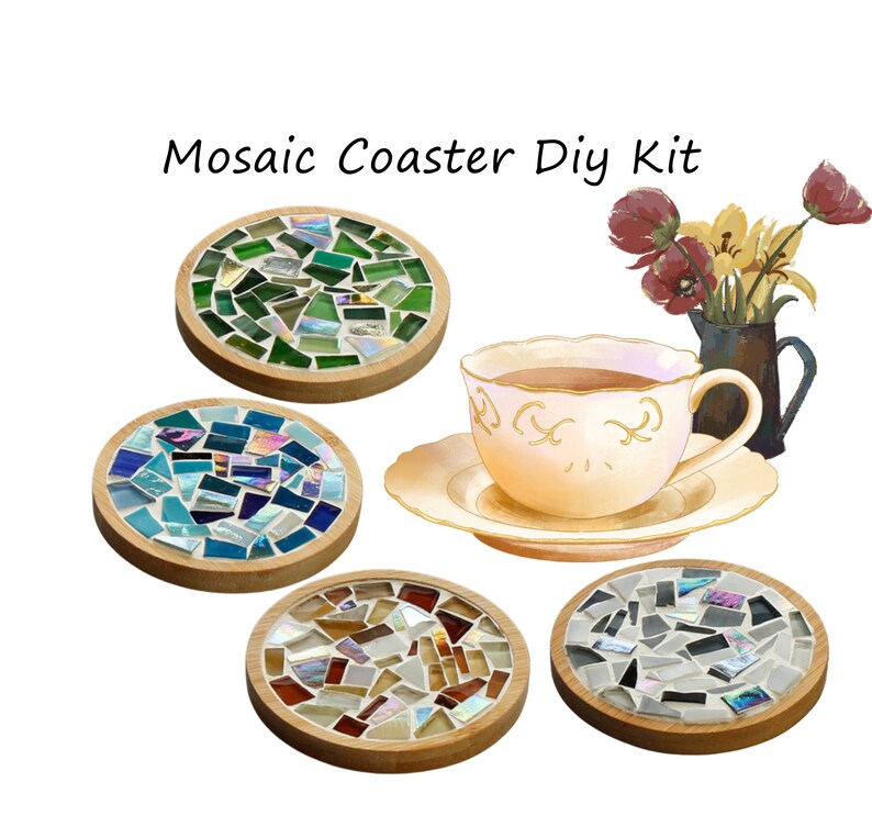 Mosaic Coaster Diy Kitstained Glass Craft Kits for Etsy