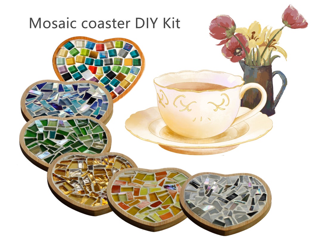 Coaster Mosaic Kit,glass Mosaic Kit,mosaic Insulation Pad,diy Craft Kit