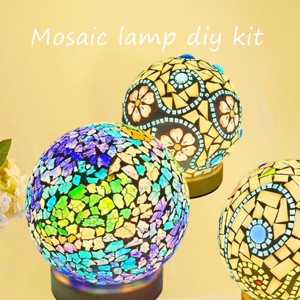 Mosaic Lamp DIY kit,Stained glass kit,Crafts kit for adult,Desk lamp Do it yourself,Birthday Gift Christmas gift for kid Son Daughter friend