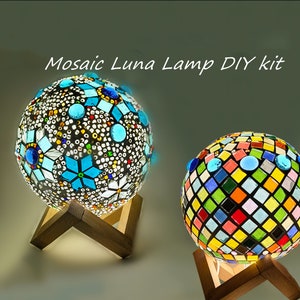 Mosaic Lamp DIY kit,Stained glass kit,Crafts kit for adult,Desk lamp Do it yourself,Birthday Gift for kid,Gift for Son Daughter kid her him