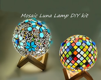 Mosaic Lamp DIY kit,Stained glass kit,Crafts kit for adult,Desk lamp Do it yourself,Birthday Gift for kid,Gift for Son Daughter kid her him