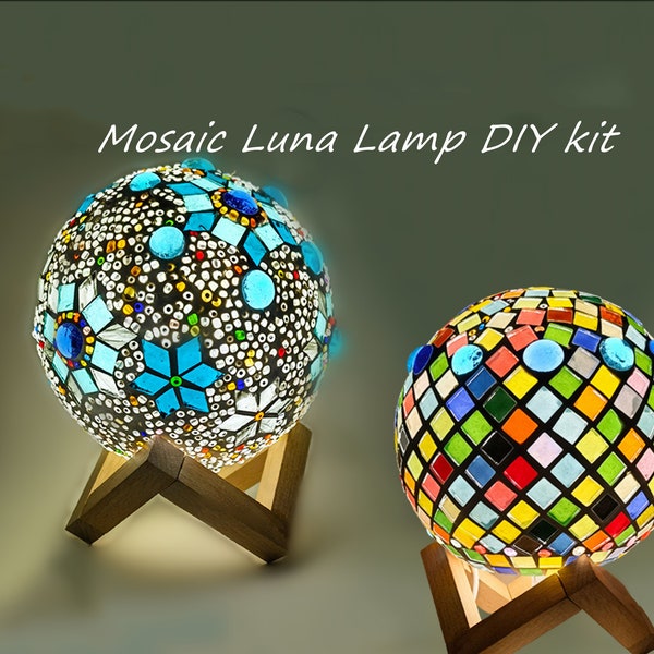 Mosaic Lamp DIY kit,Stained glass kit,Crafts kit for adult,Desk lamp Do it yourself,Birthday Gift for kid,Gift for Son Daughter kid her him