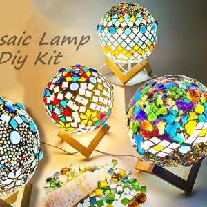 Mosaic Lamp DIY kit for kid adult,Stained glass Crafts kit,Do it yourself Desk lamp ,Diy Birthday Gift for Son Daughter kid