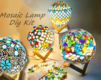 Mosaic Lamp DIY kit for kid adult,Stained glass Crafts kit,Do it yourself Desk lamp ,Diy Birthday Gift for Son Daughter kid