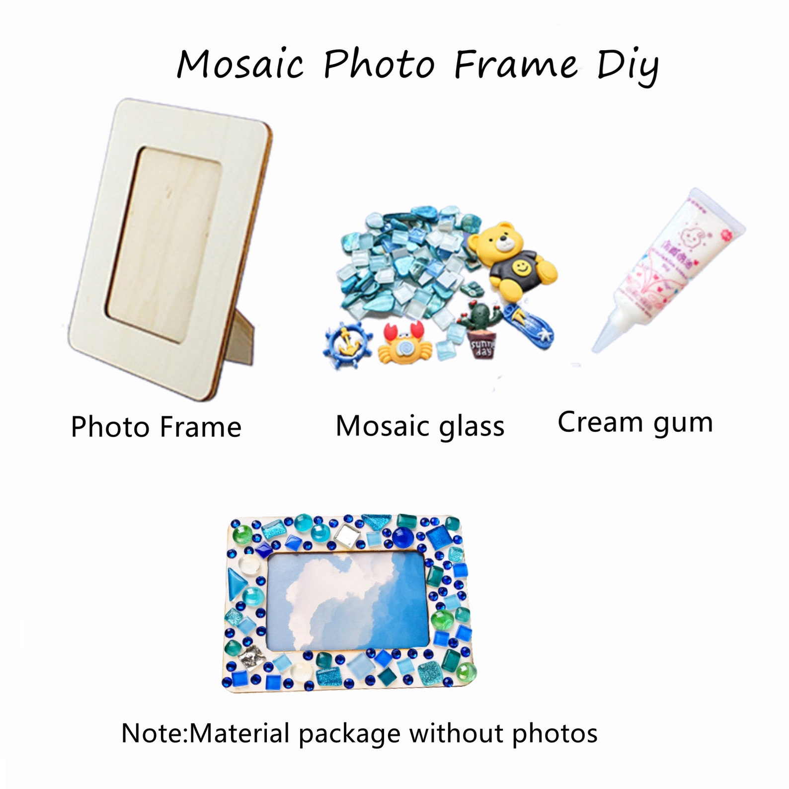 Mosaic Photo Frame DIY Kit, Handmade Decorate Photo Frame Kit,home Craft DIY, Home Decor