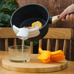 Silicone Leakproof Duckbill Drain Pans Leak-proof Pot with Round Mouth Edge Liquid Deflector Funnel Soup Diversion Kitchen Tool