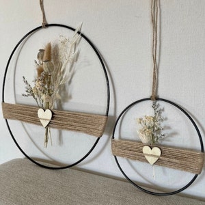 SET 2x dried flower wreath | gift idea | wall wreath | window decoration | metal ring | black decorative ring | dried flowers | wreath | 30 cm + 15 cm