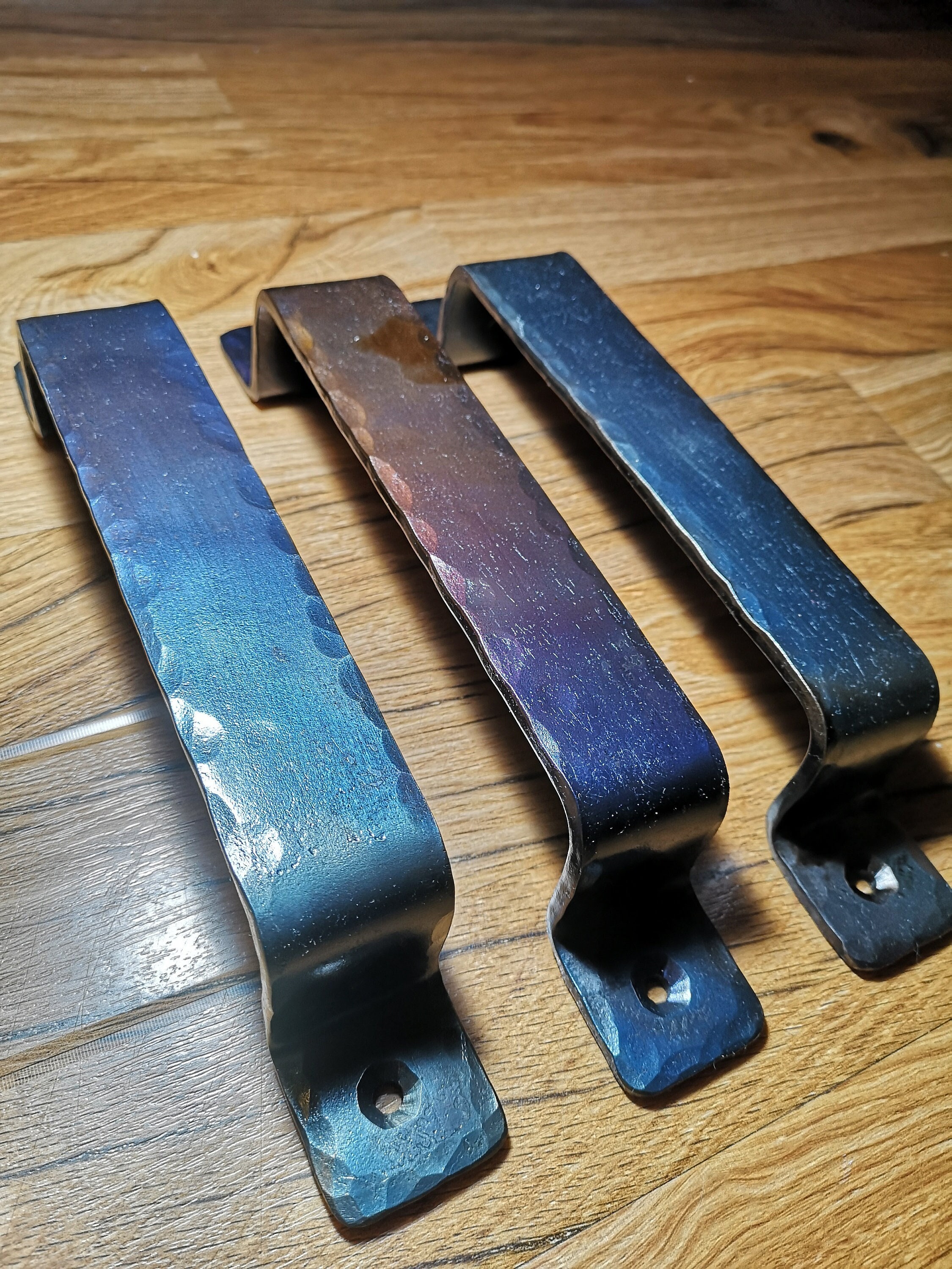 Blacksmith Made Barn Door Handle: Rustic Hammered Steel