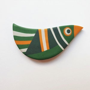 Spring Bird Brooch, Handmade Unique Polymer Jewelry