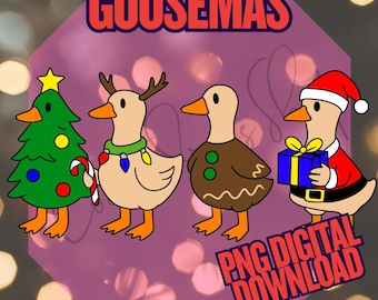 Christmas Goose PNG Clipart Set – Festive Holiday Designs (Digital Download)