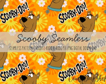 Scooby Seamless Pattern PNG | Retro Cartoon Dog Digital | Orange Floral Seamless Print | 4000x4000 Sublimation Design | Instant Download