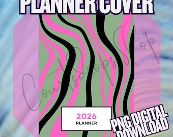2026 Planner Cover | Abstract Wavy Lines (PNG Digital Download)