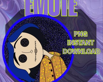 Coraline inspiriert Twitch Emote: Knopfaugen PNG (Instant Download)