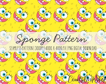 Seamless Goofy Sponge Pattern, Digital Paper (PNG)