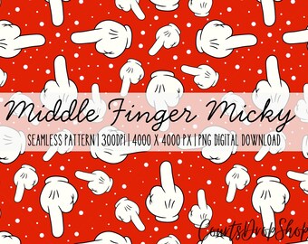 Seamless Middle Finger Micky Digital Paper (PNG)