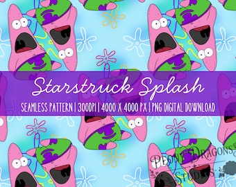 Starstruck Splash Seamless Pattern PNG | Cute Underwater Digital Paper | Ocean Inspired Seamless Pattern | 4000x4000 PNG | Instant Download