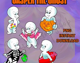 Casper the Friendly Ghost PNG Clipart Bundle - Halloween Cartoon (Digital Download)