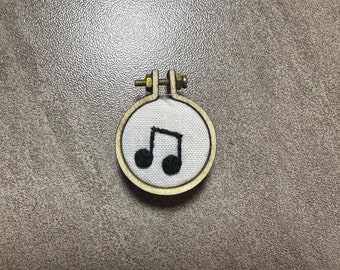 Music Magnet | Hand Embroidered Magnets | Embroidery Magnets | Handmade | Eight Notes | Treble Clef | Mini Embroidery Hoops | small magnet
