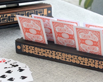 Spielkartenhalter-Set | Kartenhalter aus Holz für Canasta, Hand & Fuß, Bridge und Familien Spieleabend