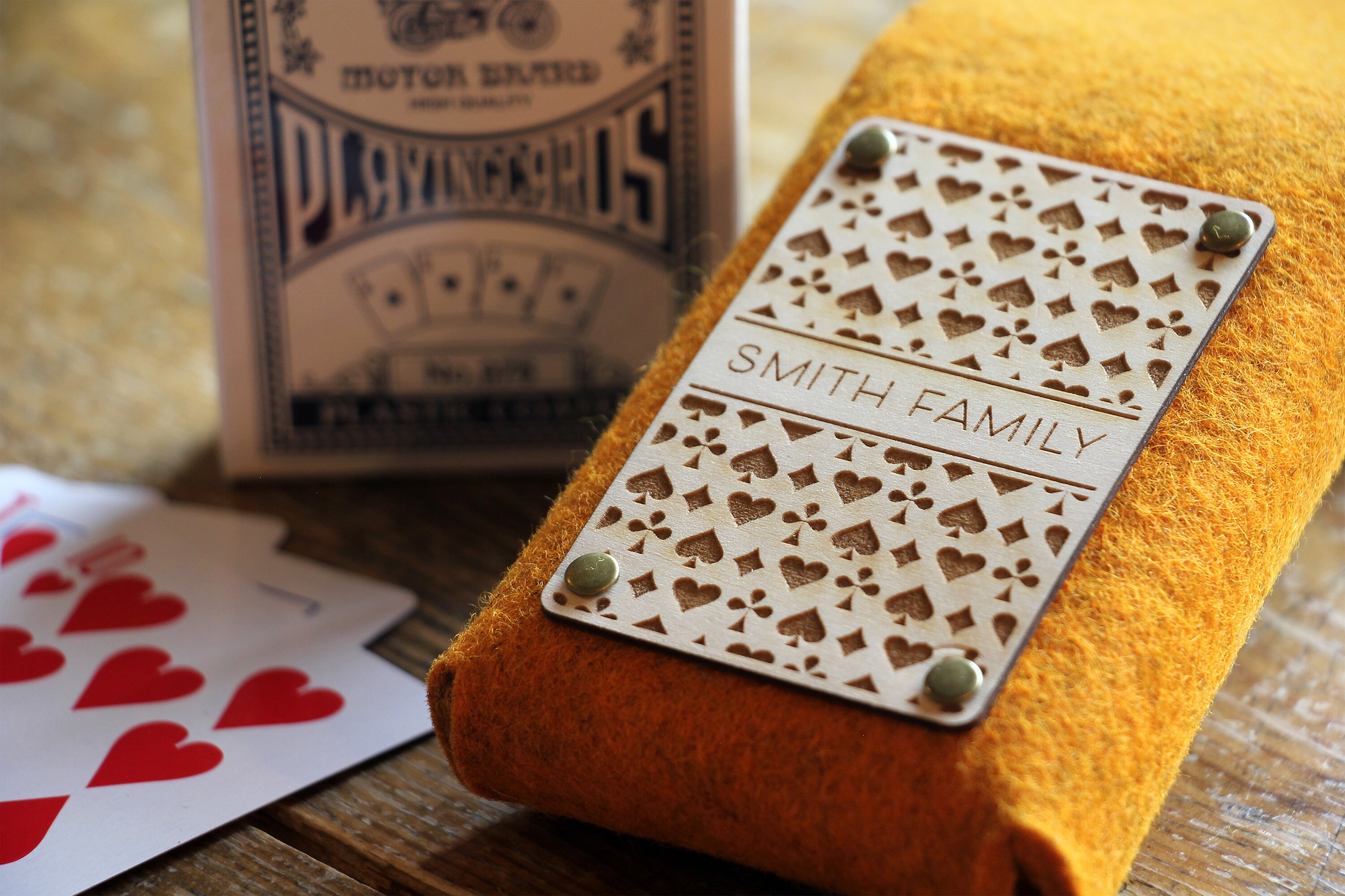 Personalized Playing Card Case. Custom Deck of Cards Wool Felt Box