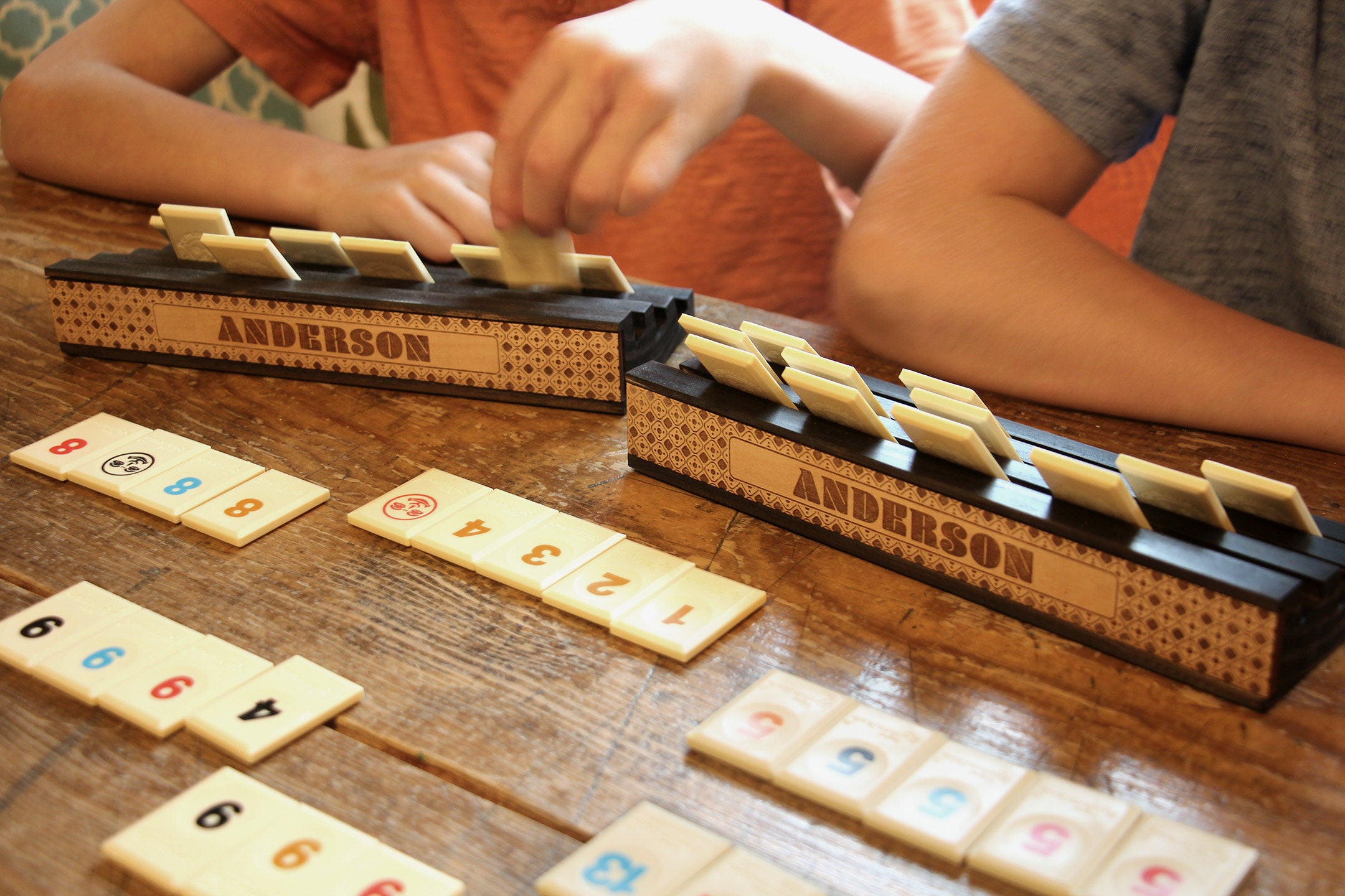 Personalized Wooden Domino Racks: Engraved Tile Holders, Multiple ...