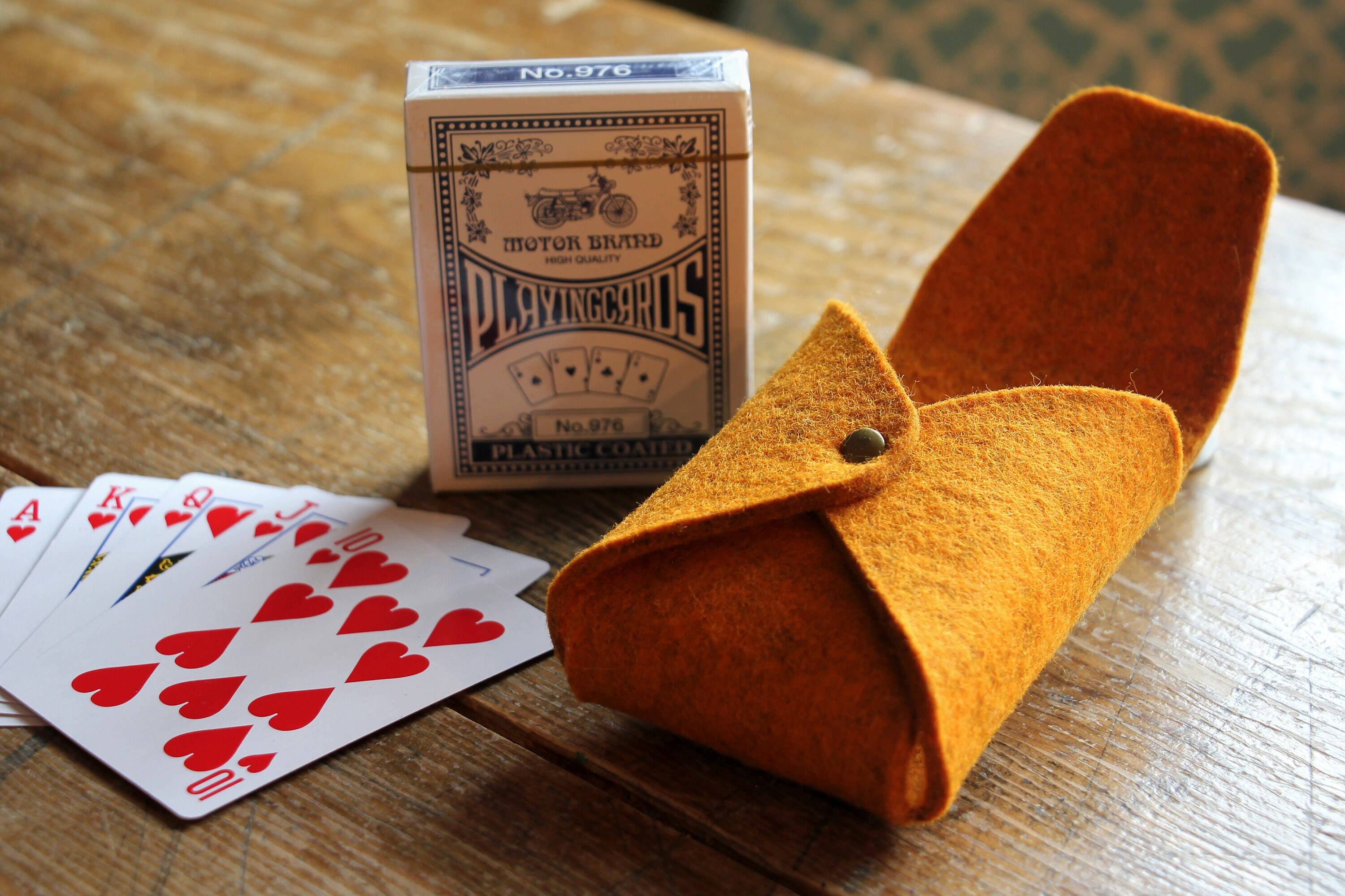 Personalized Playing Card Case. Custom Deck of Cards Wool Felt Box