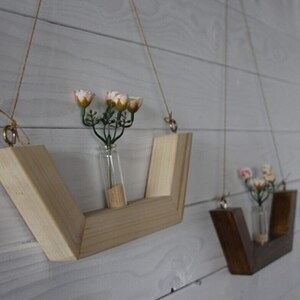 2er-Pack dekorative Holzwandblumen, Wandvasen für Blumen, Holzwanddekor, Blumenaufhänger, natürliche Kiefer, Holzwandkunst, Dekor