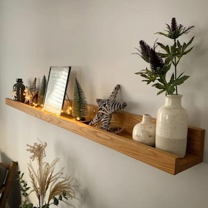 Floating Picture Ledge –Natural Wood Wall Shelf – Long Wooden Floating Shelf –Custom Sizes Available–Premium Solid Handmade Floating Shelf