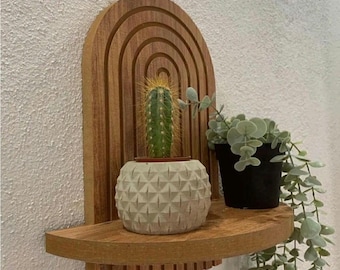 Arched Wooden Wall Shelf – Modern Mid-Century Floating Shelf, Unique Handmade Design