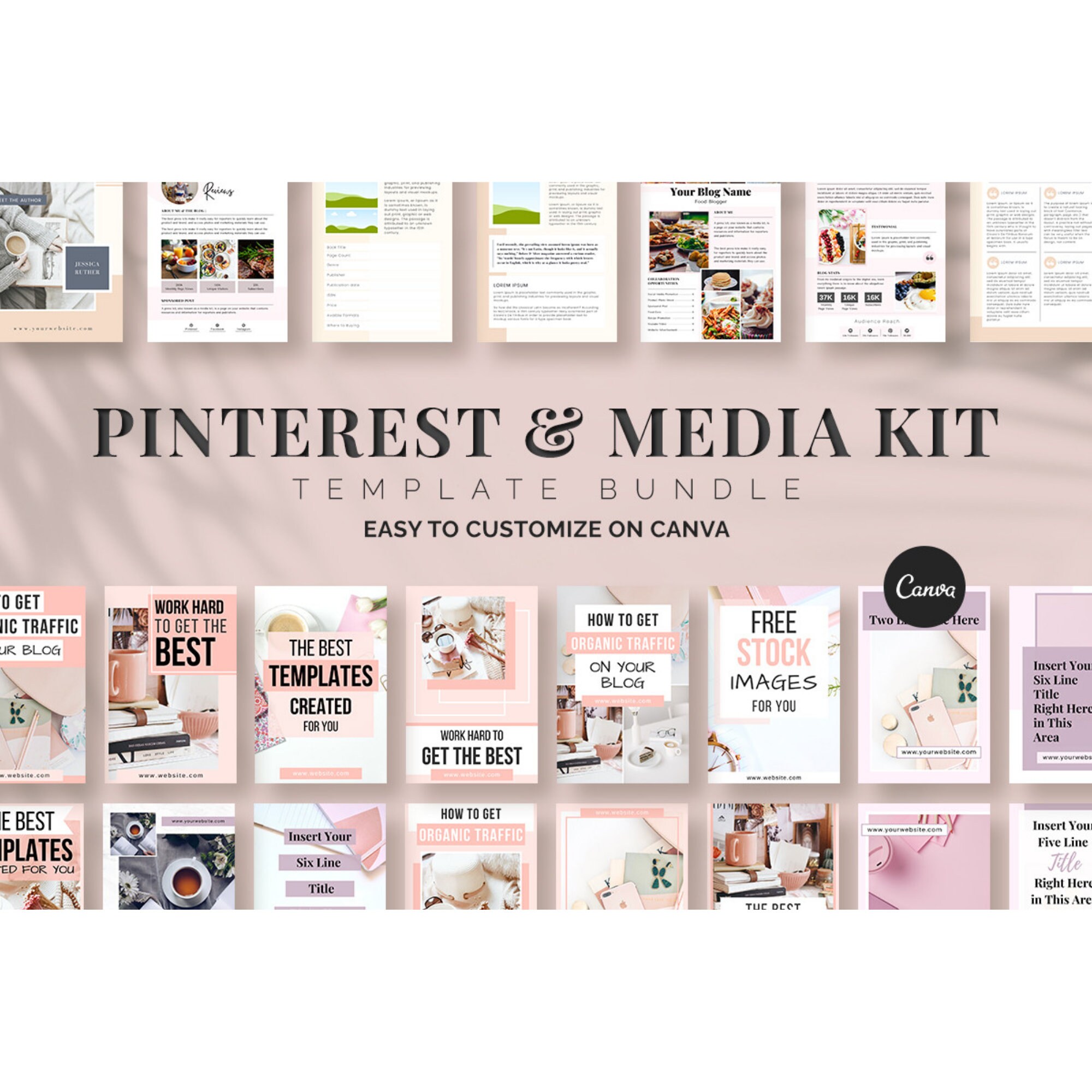 Pinterest and Media Kit Template Bundle Editable Customizable - Etsy