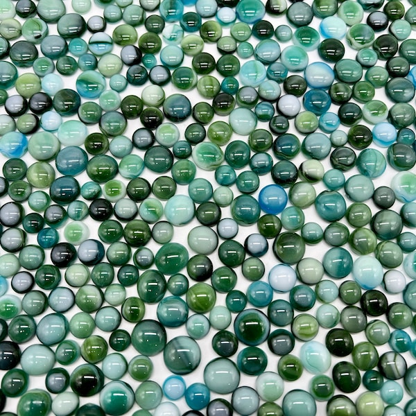 COE90 "Lagoon" Dots for fused glass art projects (Aventurine Green, Turquoise and white Streaky)!!! 1 oz. Pack