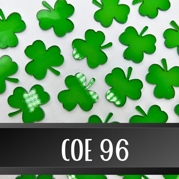 COE96 30mm Waterjet Cut Shamrock on Light Green Cathedral fusible art glass! 3 Pack!!!